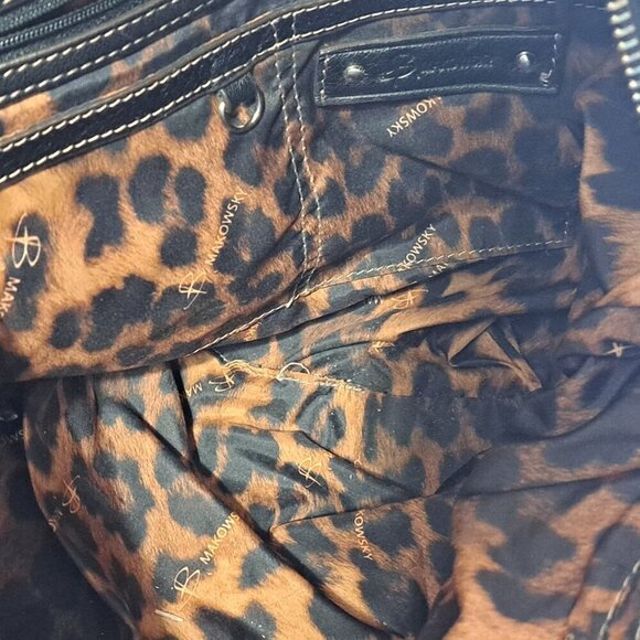 Makowsky Women's Black Satchel Moto Handbag Pebbled Leather - Picture 6 of 6